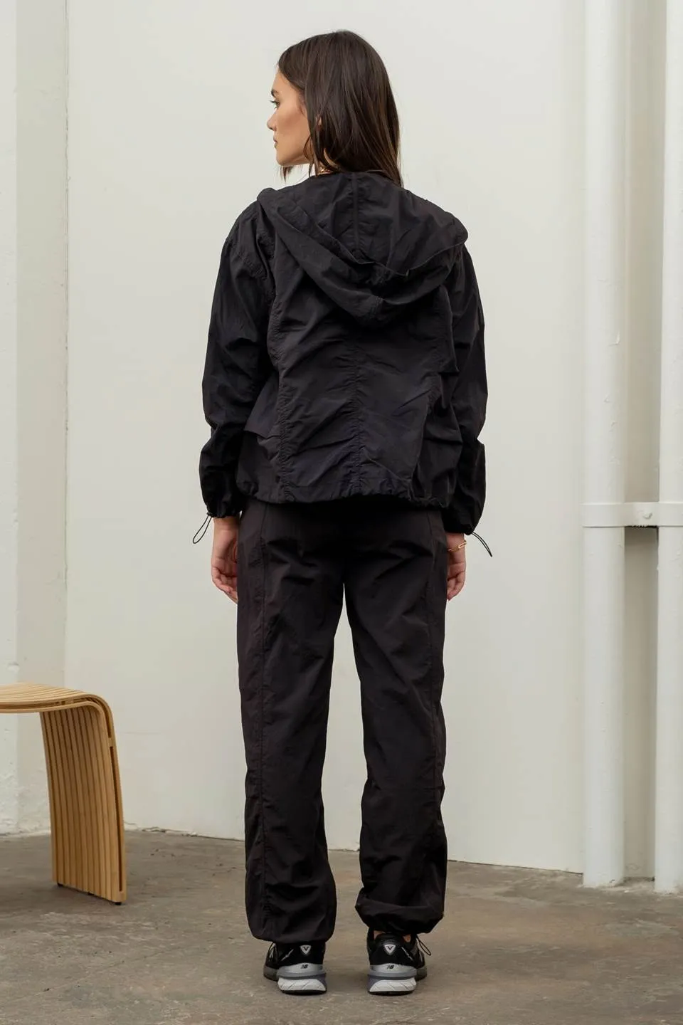 ZIP UP DRAWSTRING HOODED JACKET