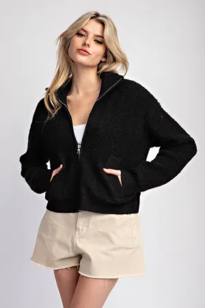 Zip Up Knit Sweater Jacket