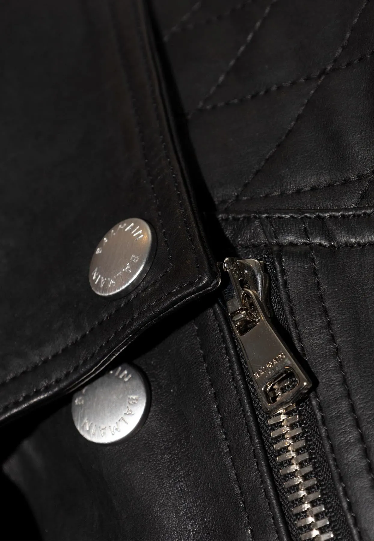 Zip-Up Leather Biker Jacket