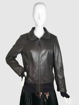 Zip-Up Leather Jacket - Size L