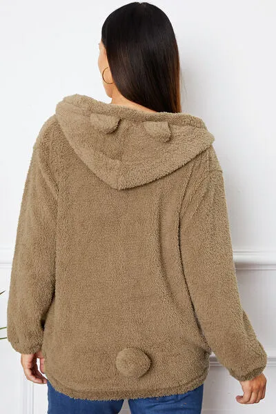 Zip Up Pocketed Hooded Outerwear