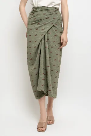Zora Wrap Skirt in Moss Green