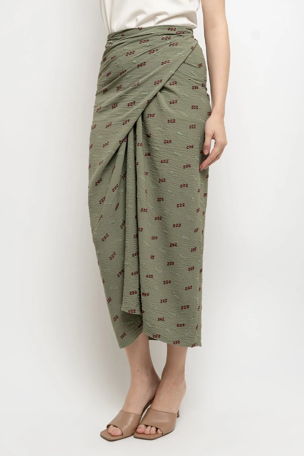 Zora Wrap Skirt in Moss Green