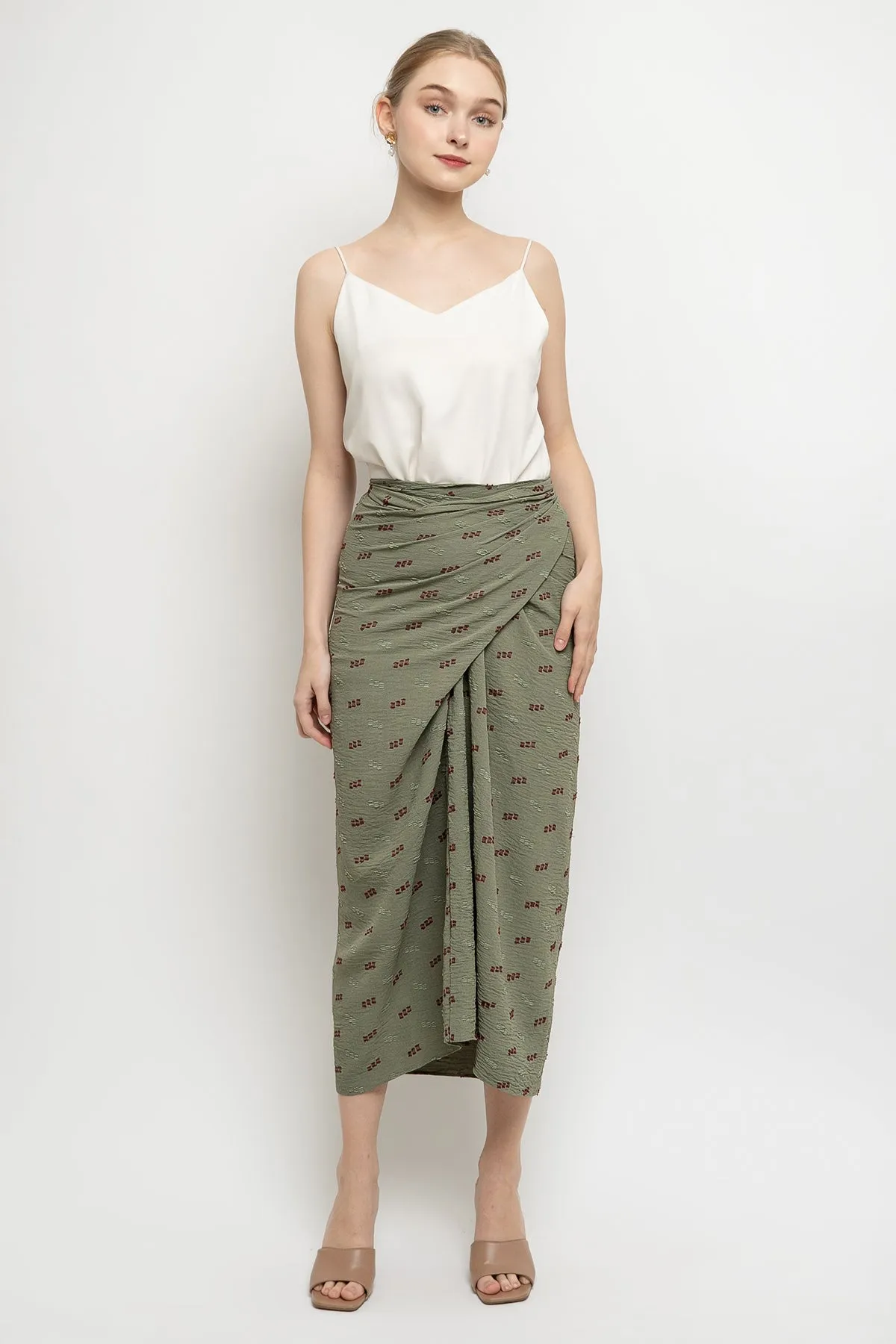 Zora Wrap Skirt in Moss Green