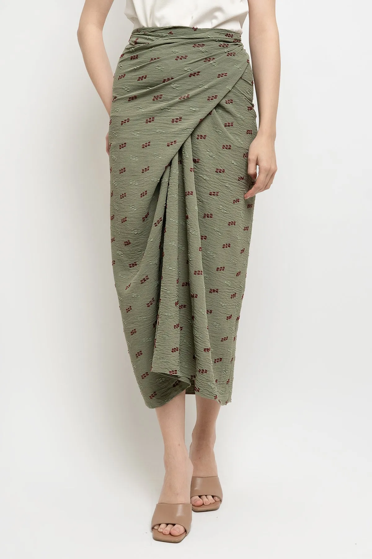 Zora Wrap Skirt in Moss Green