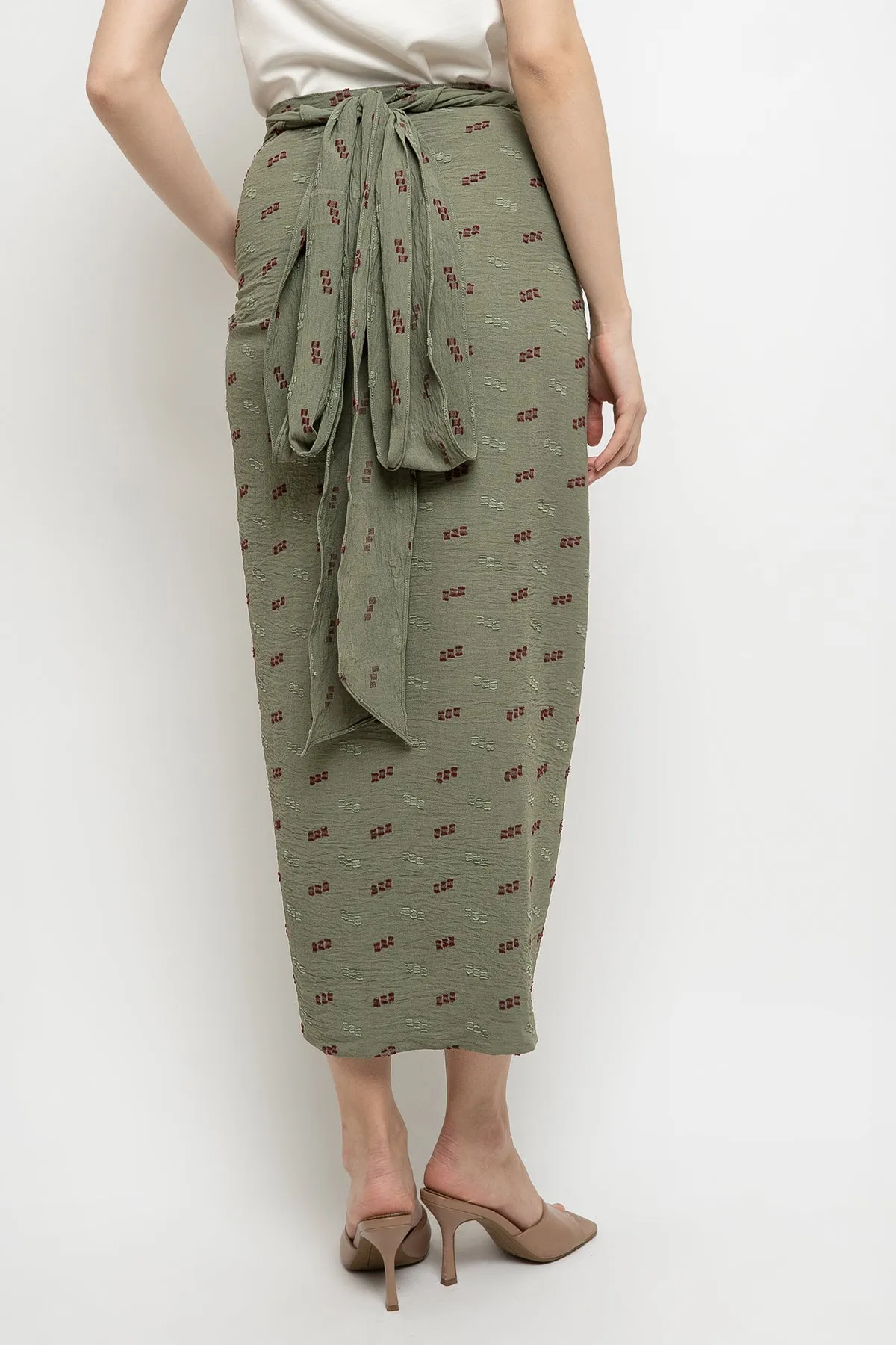 Zora Wrap Skirt in Moss Green